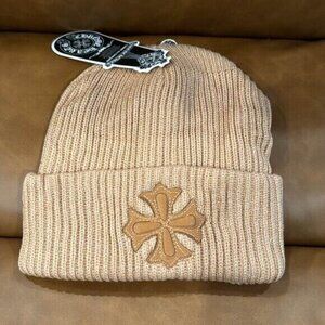 Chrome Hearts Brown Cross Patch Beanie Hat